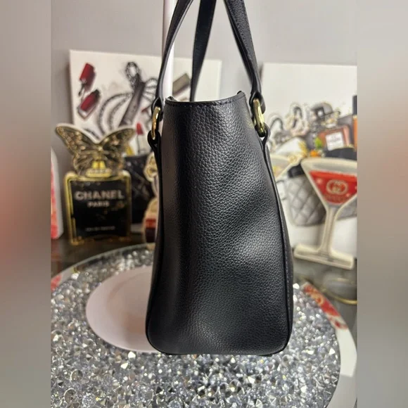 Karl Lagerfeld Paris Iris tote bag in black pebbled leather NWOT - Picture 7 of 14